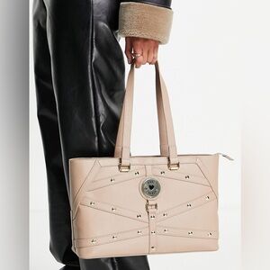 LOVE MOSCHINO Stud Detail Tote Bag in Beige Neutral